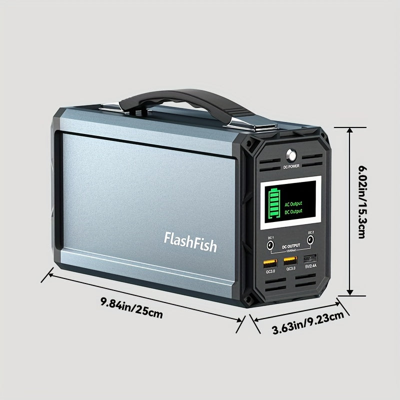60000mAh FlashFish Portable Power Station - 300W Solar Generator with 110V AC Out, DC 12V, QC USB Ports, Rechargeable by Solar Panel, Wall Outlet, Car for CPAP, Camping, Travel and More