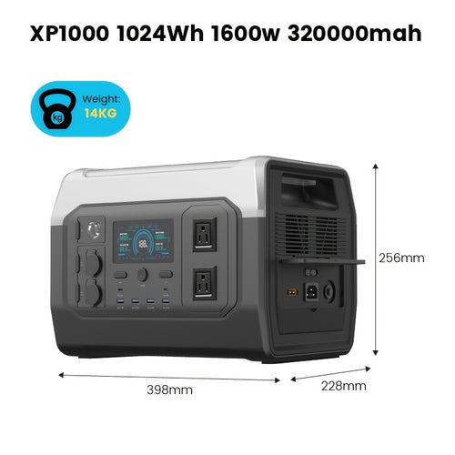 (Solar Panels Sold Separately)1024Wh 1600W Portable Power Station+100W Solar Panel Combo | LiFePO4 Battery, UPS Function, 2x110V AC Output | Power For Camping Gear, Garden/Yard/Party Decorations, Christmas Lights | Solar Gene