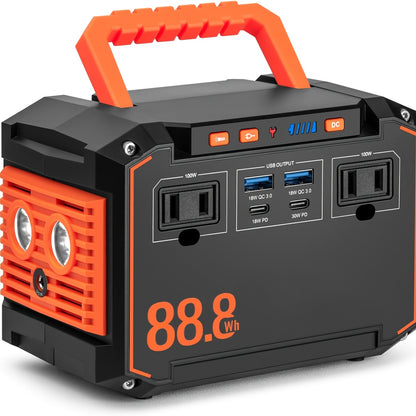 [Portable Power Station] Portable Power Station 88.8WH with AC Outlet (US Plug) | Solar Charging, USB/DC Ports - Compact Solar Generator, Lithium Battery for Camping, Emergency Backup, Home, RV, CPAP, Laptop - Ideal Gift for