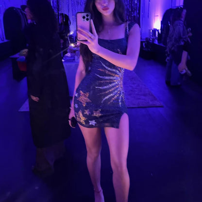 Womens Sexy U-Neck Sun-Star Dress