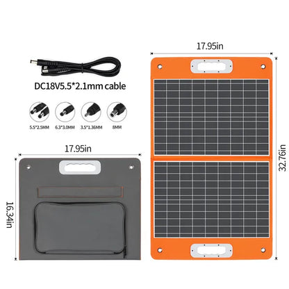 60W 18V Portable Solar Panel;  Flashfish Foldable Solar Charger With 5V USB 18V DC Output Compatible With Portable Generator;  Smartphones;  Tablets And More