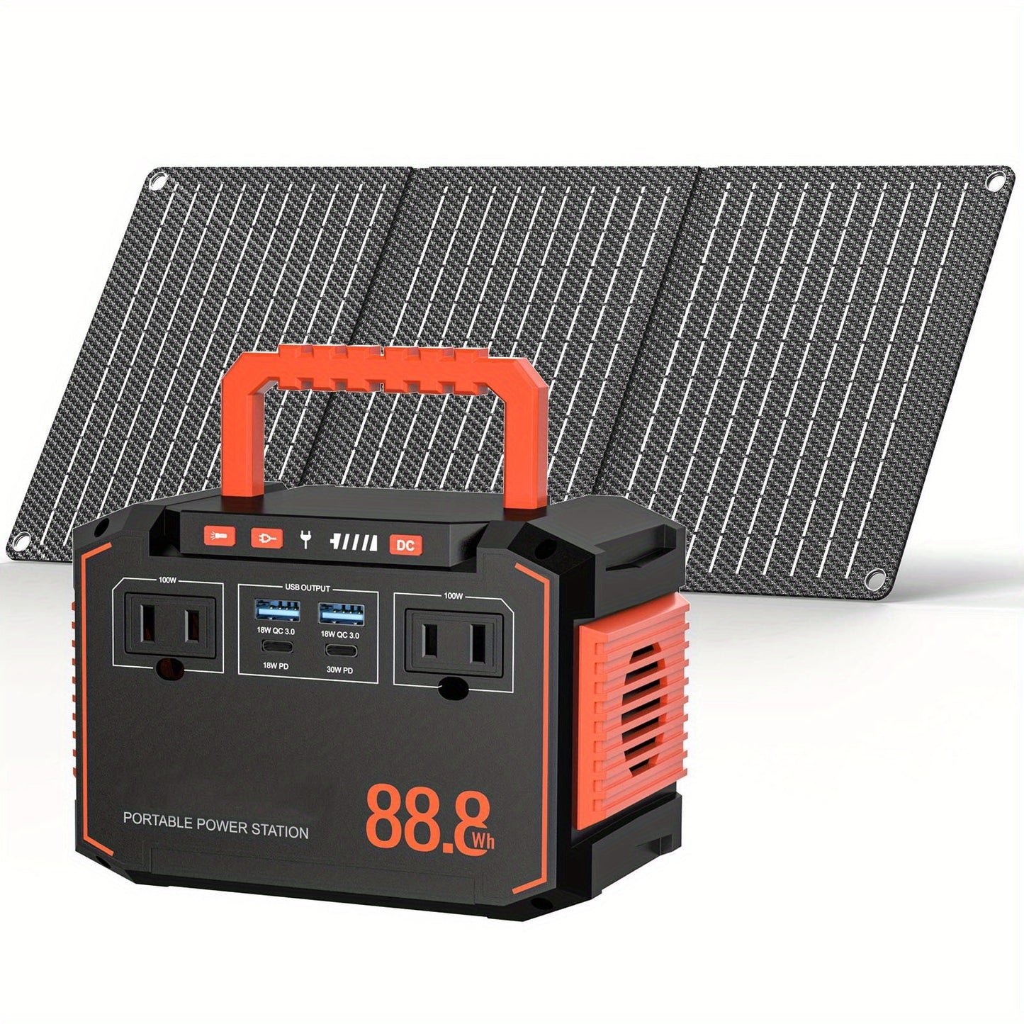 Portable Power Station 237/111/88/83Wh With 60/40/30/21W Solar Panels With AC Outlet 110V(3*USB A, 2*USB C, 2*AC, 2*DC) Solar Generator For Travel Home Emergency Hurricaneth
