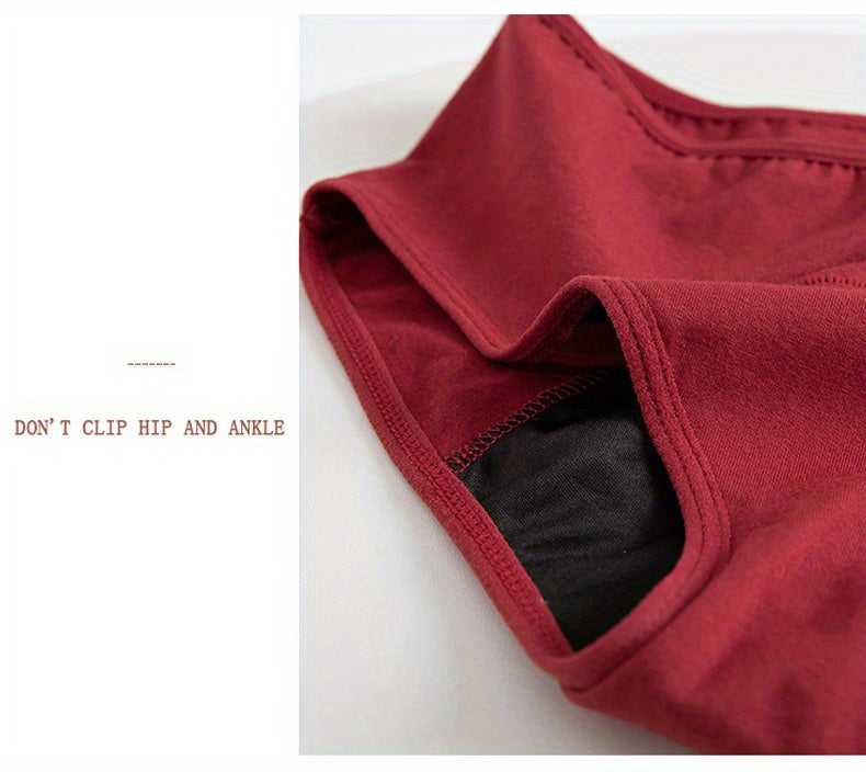 10 Pcs Comfy High Support Mid Rise Period Panties - Breathable Cotton Lingerie with Polyester Lining for Comfortable Wear - Full Coverage, Simple Solid Color Design, Anti-Leak Protection