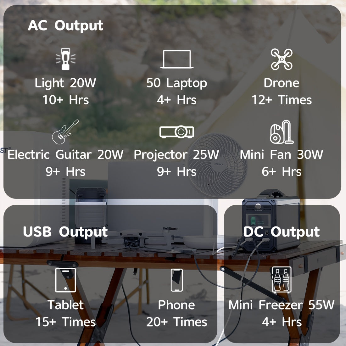 60000mAh FlashFish Portable Power Station - 300W Solar Generator with 110V AC Out, DC 12V, QC USB Ports, Rechargeable by Solar Panel, Wall Outlet, Car for CPAP, Camping, Travel and More