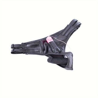 SM Restraint Thick Faux Leather Panties with Silicone Dildo Strap-On, Bondage Dildos for Women and Men, Vaginal Plug, Anal Plug, Thrust Flirt Toy - Hand Washable, Professional Dry Cleanable, Adult Entertainment | Faux Leather