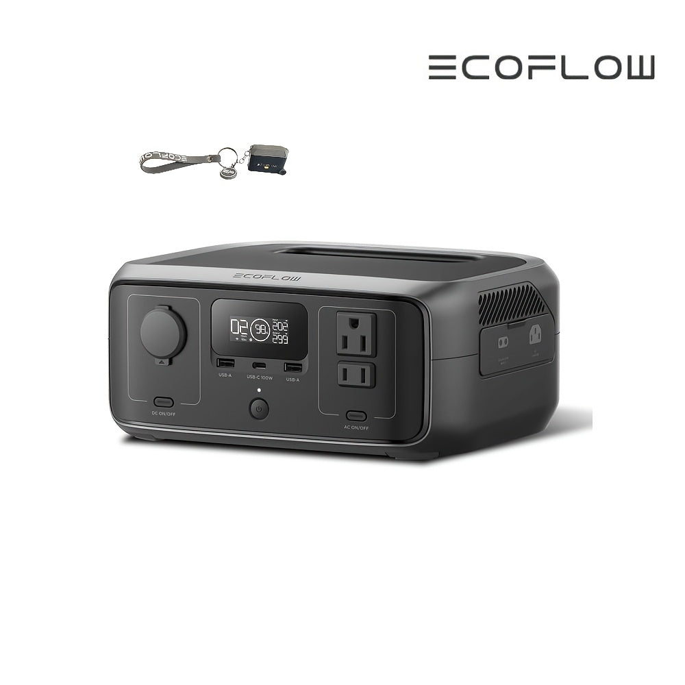 EF ECOFLOW Portable Power Station RIVER 3, 230Wh LiFePO4 Battery Power Station with Free Keychain, 300W Up to 600W AC Output, <20 MS UPS & <30dB, 1Hr Fast Charging Solar Generator for Outdoor/Camping/Home Use