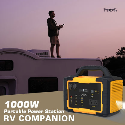 1000W (Peak 2000W)/1075Wh Portable Power Station with Foldable Solar Panel (200W), 1075Wh LiFePO4 (LFP) Battery, Fast Charging, Solar Generator Suitable for Family Emergency Outdoor Hunting Camping RV Trip