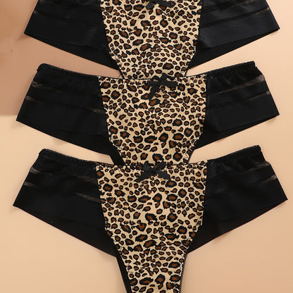 3pcs Mesh Stitching Thongs, Soft & Comfy Stretchy Intimates Panties, Women's Lingerie & Underwear