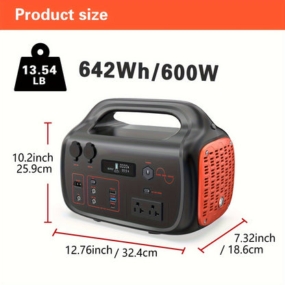 647Wh Solar Generator 600W with 200W Solar Panel - Portable Power Station, 120V Pure Sine Wave AC Outlet & 60W USB-C PD Fast, Lithium Battery Backup for Camping, RV, Home, Emergencies - Peak 1200W ()
