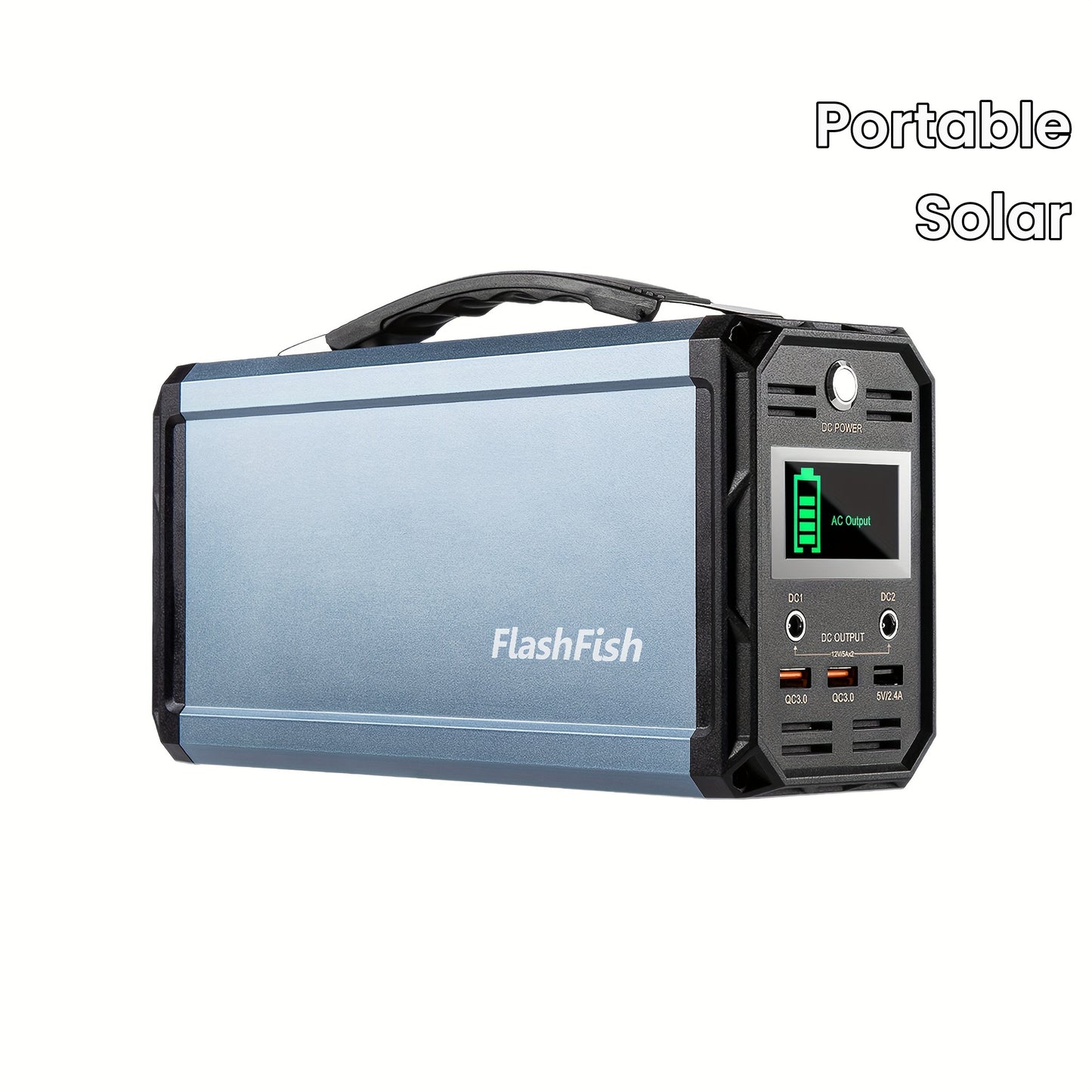 60000mAh FlashFish Portable Power Station - 300W Solar Generator with 110V AC Out, DC 12V, QC USB Ports, Rechargeable by Solar Panel, Wall Outlet, Car for CPAP, Camping, Travel and More