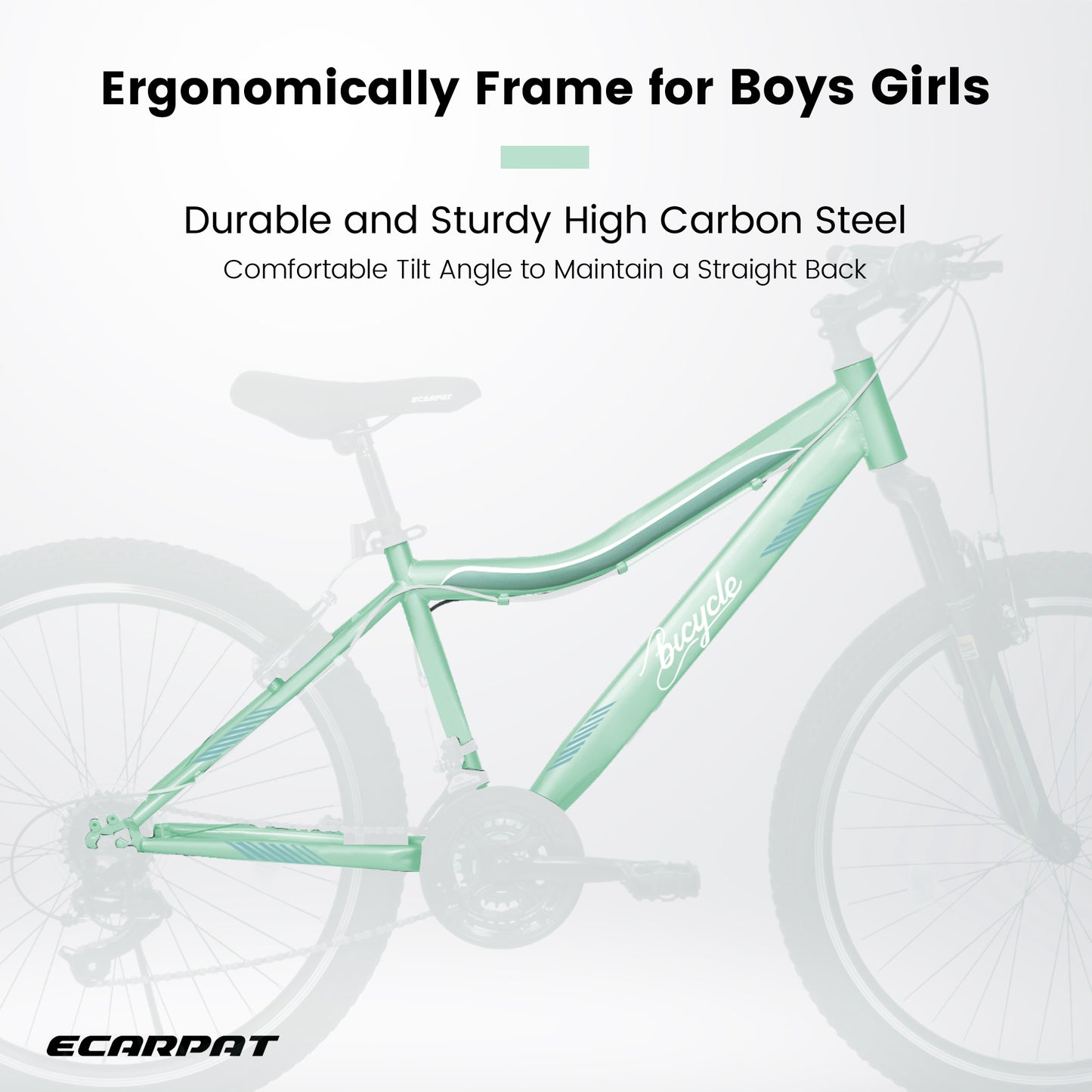 A26208D Mountain Bike 24 26 Inch, High-Density Carbon Steel Frame, 21 Speed, Front Suspension, Dual V-Brakes, Pre-Assembled For Men Women Teens