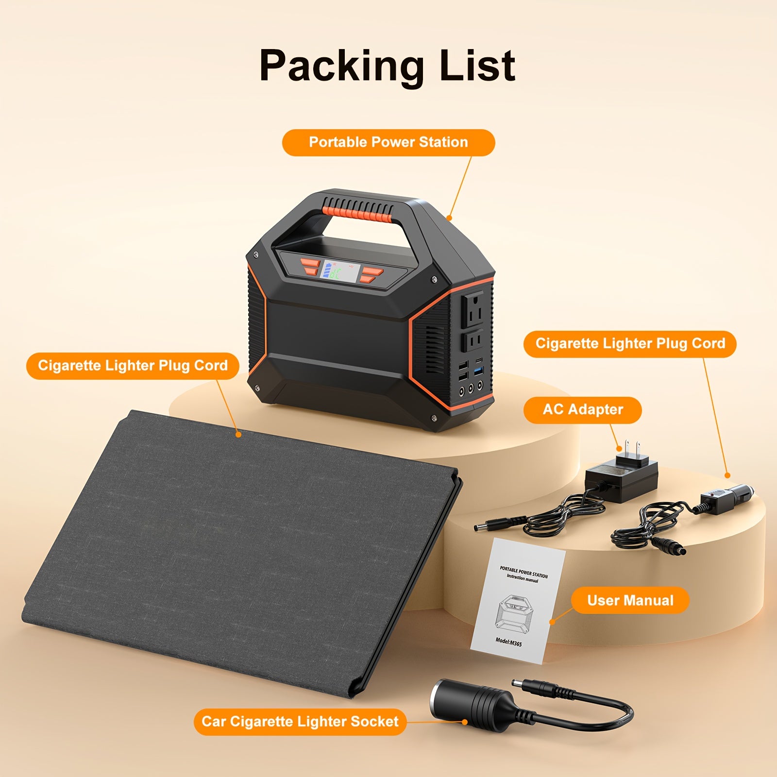 155Wh Portable Power Station with 30W Solar Panel, Lithium Battery Solar Generator with AC Outlet (2x110V), USB 3.0 QC Fast Charging, Digital Display & Overload Protection - Solar-Powered Portable Charger for Camping, Travel,