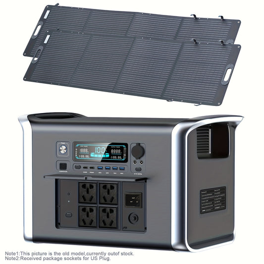 2400W UPS Portable Power Station-2048Wh LIFePO4 Battery with 2x200W Foldable Solar Panel, CTOLITY 110V/2400W Pure Sine Wave AC Outlet-Solar Generator for Home Power Outages, Travel Camping, Outdoor Adventure, Vehicle Emergenc