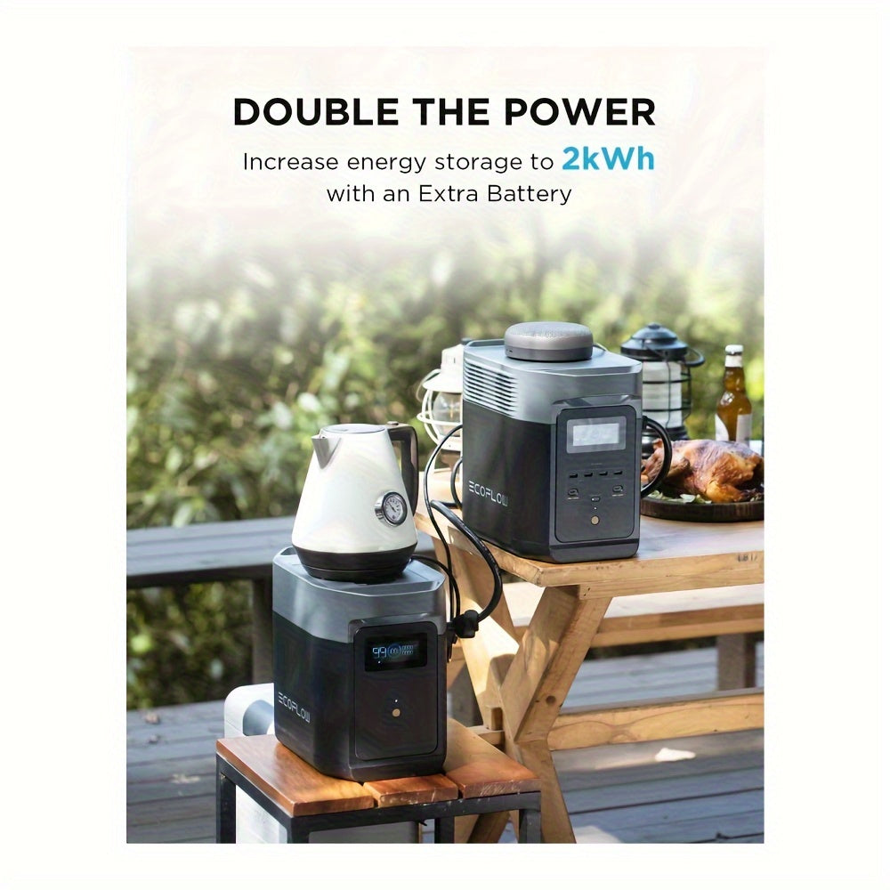 EF ECOFLOW Portable Power Station DELTA 2, 950Wh LiFePO4 (LFP) Battery, Fast Charging, Solar Generator(with Solar Panel ) For Home Backup Power, Camping & RVs