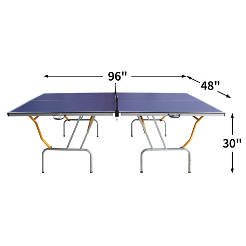 8ft Mid-Size Table Tennis Table Foldable & Portable Ping Pong Table Set For Indoor Games With Net, 2 Table Tennis Paddles And 3 Balls