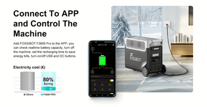 FOSSiBOT F3600 Pro Solar Generator, 3840 Wh LiFePO4 Portable Power Station, 3 X 230 V AC Output 3600 W 7200 W Peak, Storm Generator, Fast Power Storage, Charging, Travel Power Station, Outdoor Road Trips, Christmas, Festival,