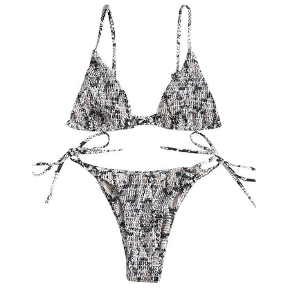 European And American Ladies Split Print Bikini Swimsuit