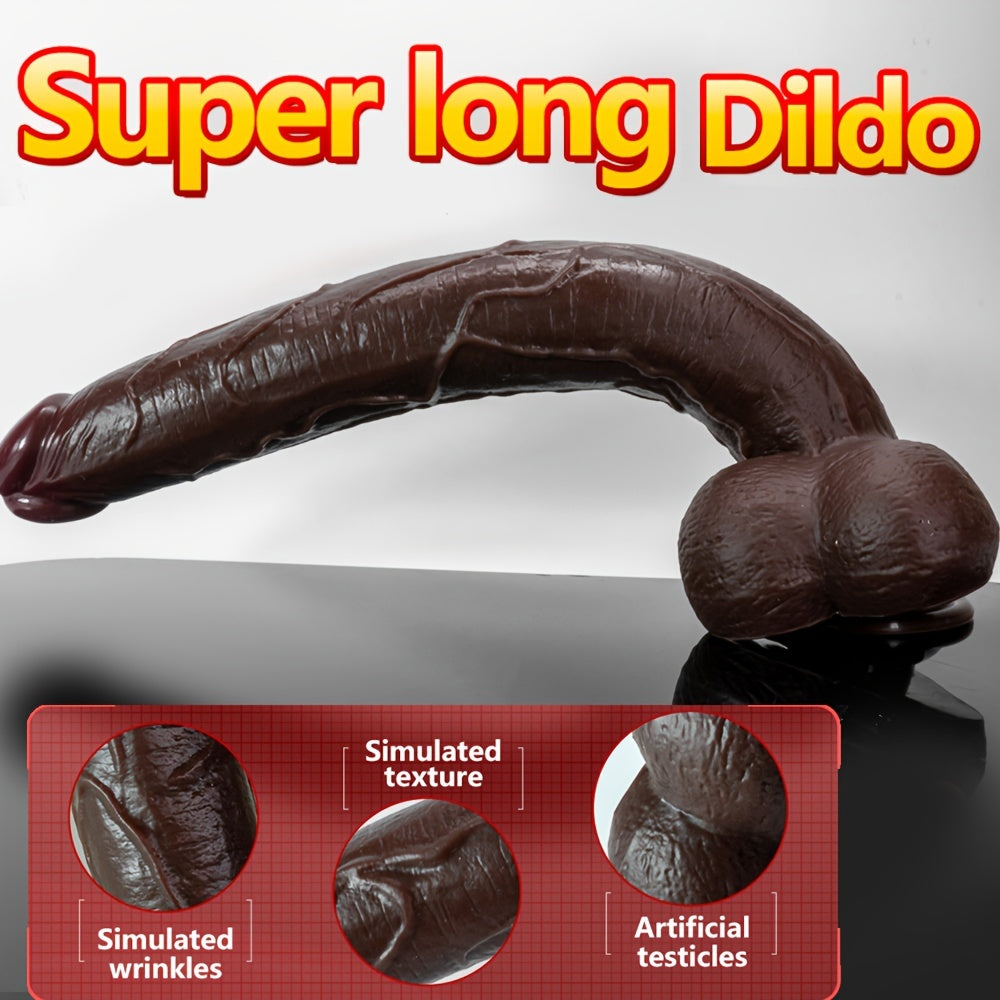 1pc Black Extra Long Dildo, Liquid Silicone Long Simulation Dildo, For Women Masturbation Dildo, Couple Sexy Adult Supplies Fake Penis