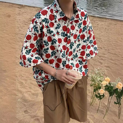 Women's Loose Casual Hawaiian Floral Shirt