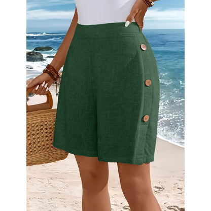 Retro Button-decorated Artistic All-match Casual Shorts