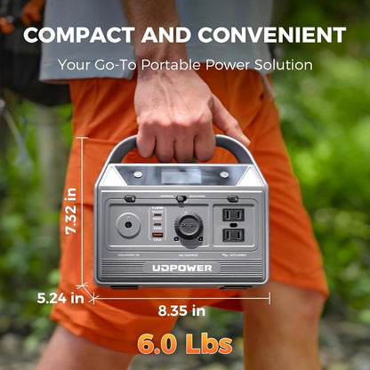 UDPOWER Portable Solar Generator - 1200W, 800W, 400W Options, AC Outlet, 2 DC & 3 USB Ports, Backup Battery for Outdoor Trips, Camping & Emergency, Outdoor Power Station | Modern Power Station | Durable Power Source, Portable