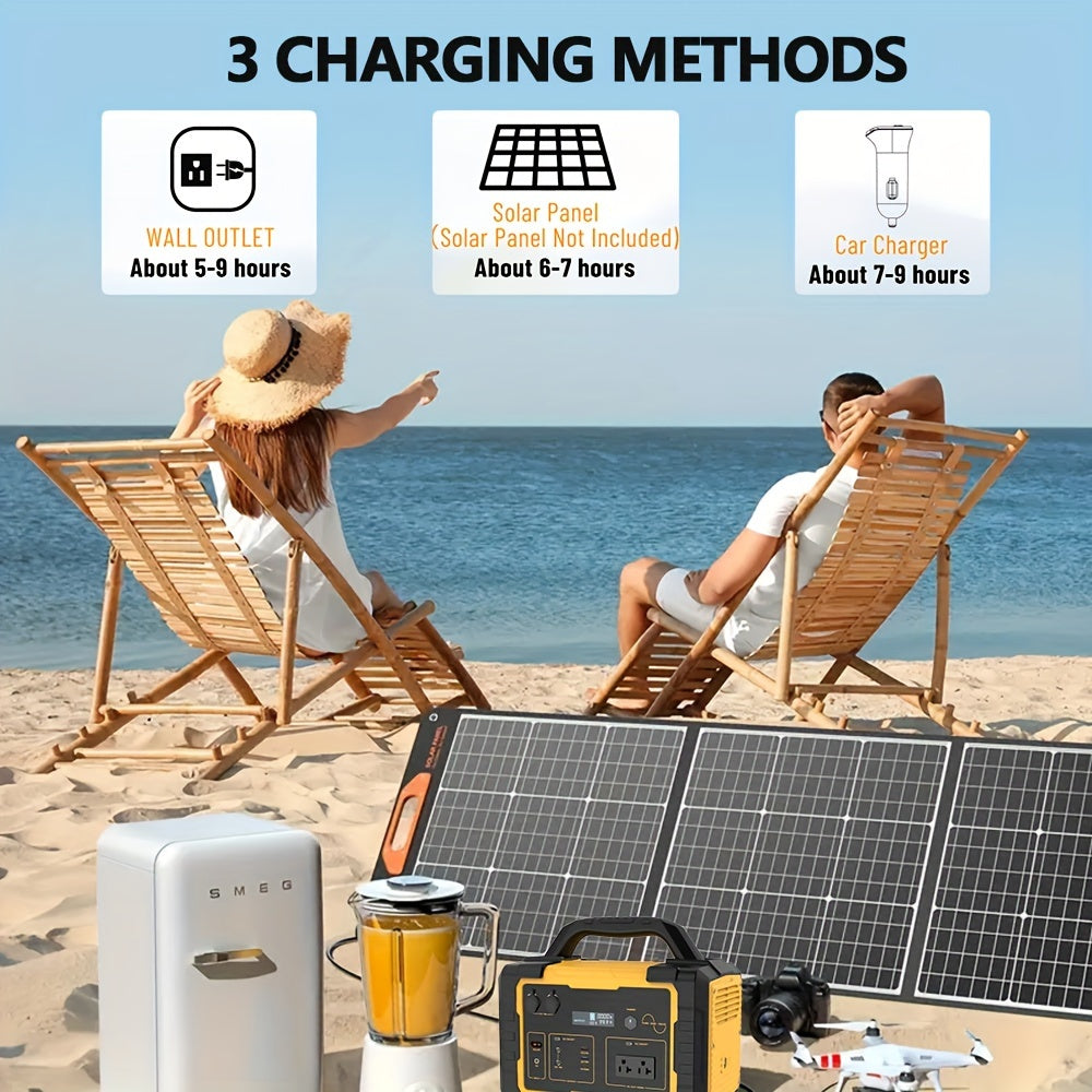 1075Wh Portable Solar Generator, 1000W Power Station with 60W USB-C PD Output, 110V Pure Sine Wave AC Outlet, Lithium Battery for Outdoors Camping Travel Hunting Home
