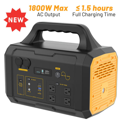 Portable Power Station 1800W with 200W Solar Panel, Solar Generator Backup Battery Power Bank with UPS Function, 1.2 Hour Fast Full Charge, 1024Wh LiFePO4 Battery for Outdoor Camping RV Trip Home Emergency Use