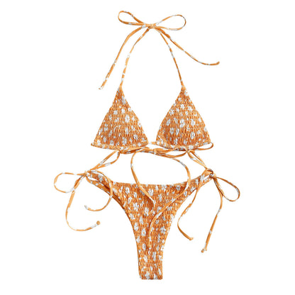 European And American Ladies Split Print Bikini Swimsuit