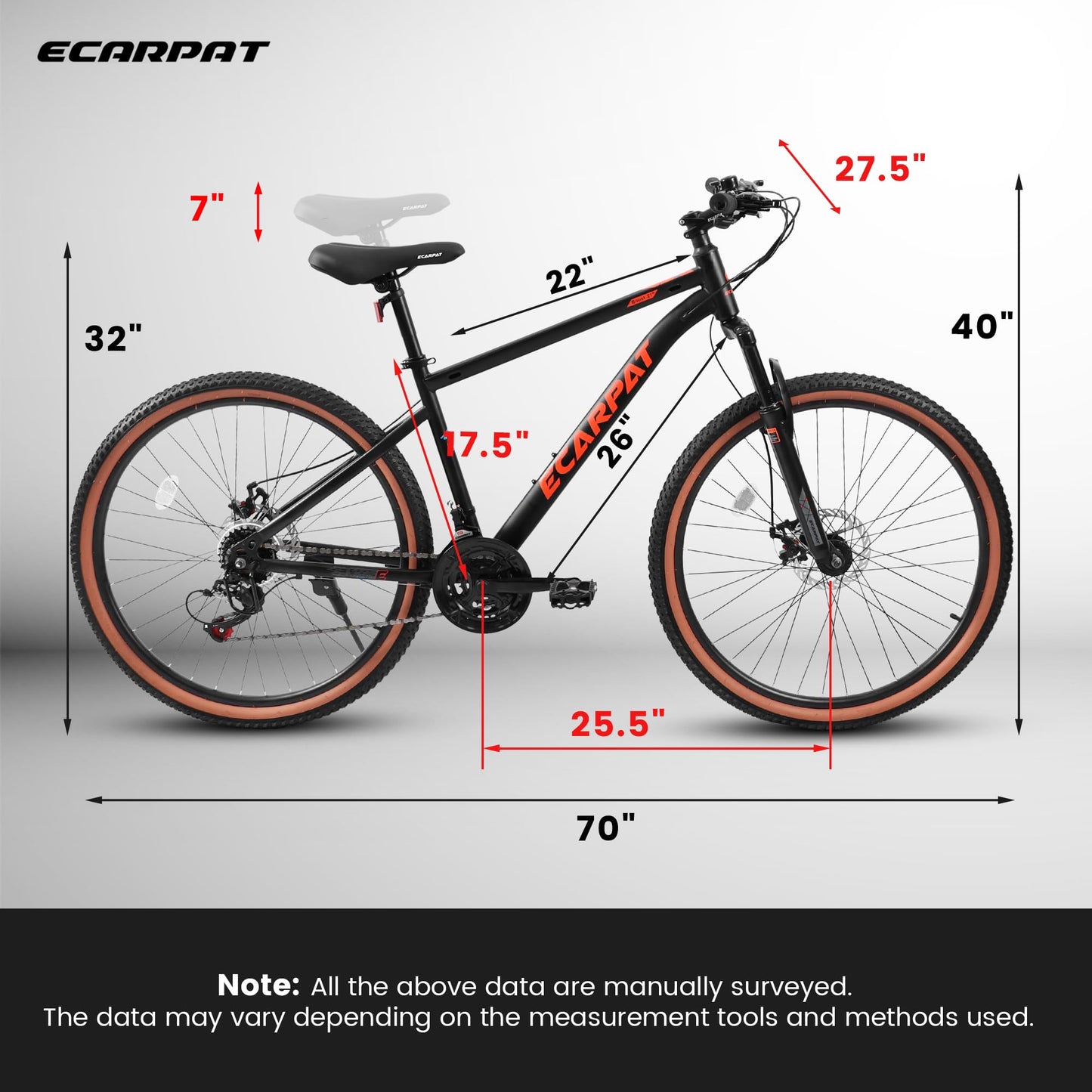 A27301 27.5 Inch Mountain Bike For Adults, Durable High Carbon Steel Frame, Disc Brakes, Stylish Brown Edge Tires, Ideal For Commuting And Outdoor Exploration
