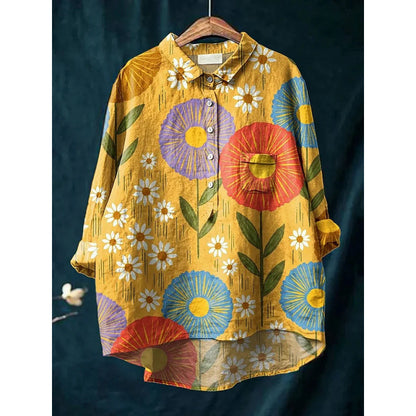 Women's 3D-patterned Long-sleeve Button-up Top
