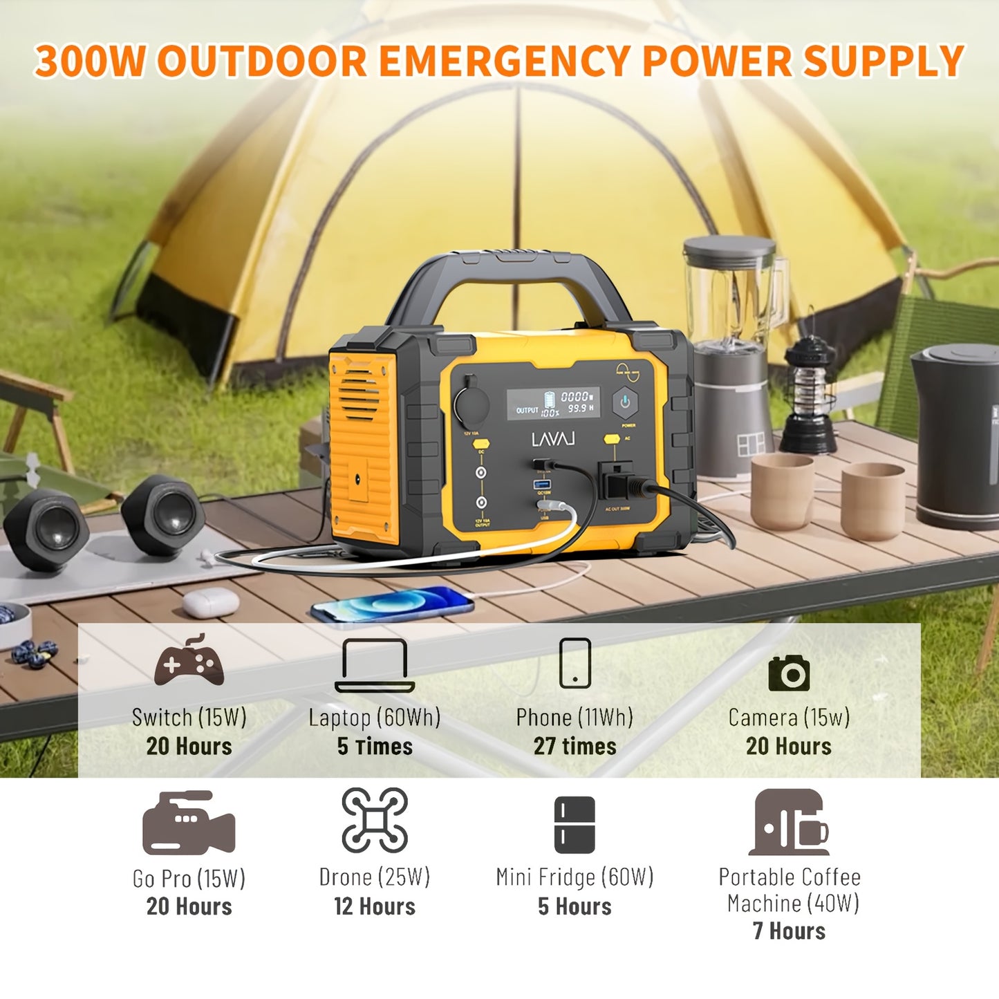 INNOVATIVE LIFE Portable Solar Generator 300W (peak 600W)/294WH With 100W Foldable Solar Panel Plug Charger Suitable For Hydraulic, Outdoor, Camping, Emergency Power, RV