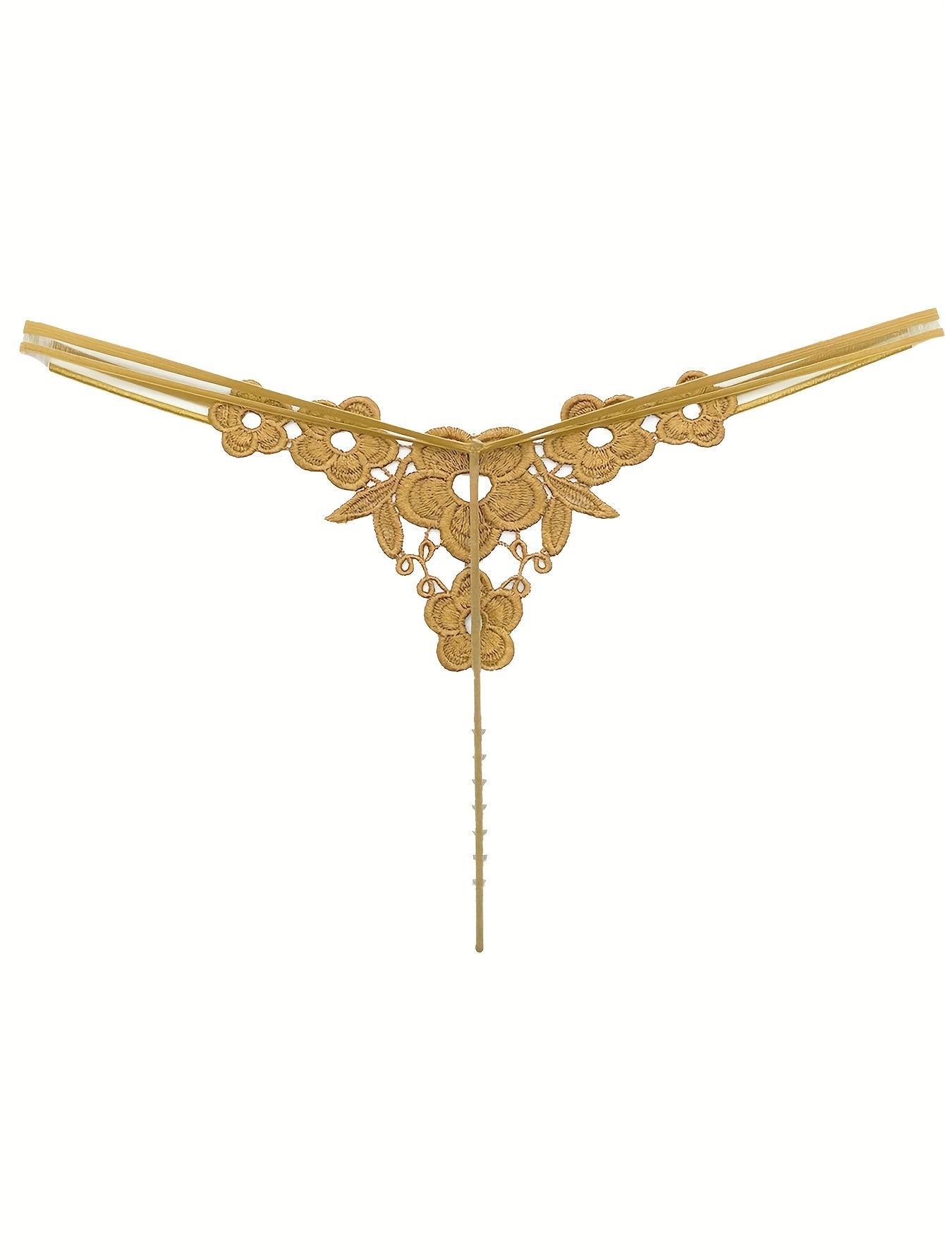 Floral Embroidery Thong, Hollow Out Faux Pearl Panties, Women's Sexy Lingerie & Underwear