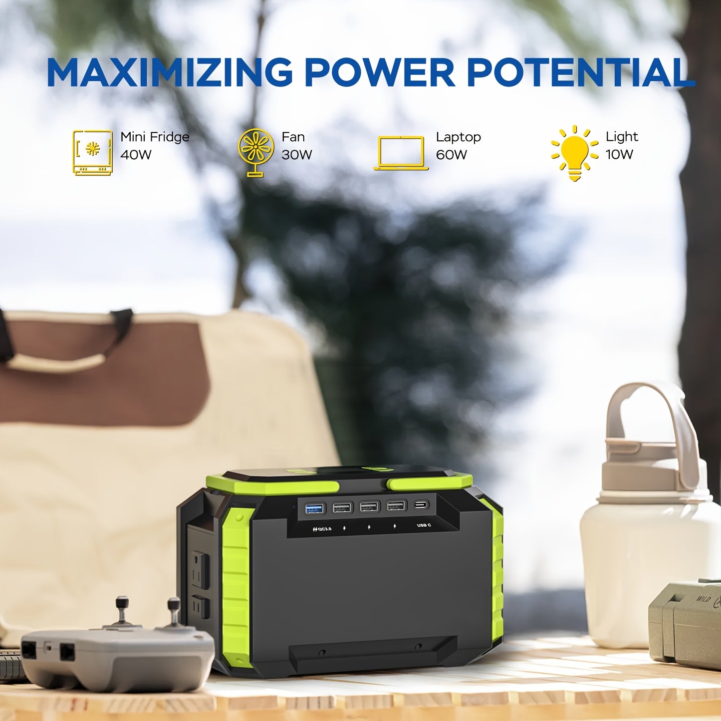 [Portable Power Station] Portable Power Station 222/150/88Wh | 40/30/21W Solar Panel, Camping Solar Generator, Laptop Charger, Power Bank with AC Outlet 110V, 4*USB, DC Ports, LED Flashlights for CPAP Home Camping Hurricane E