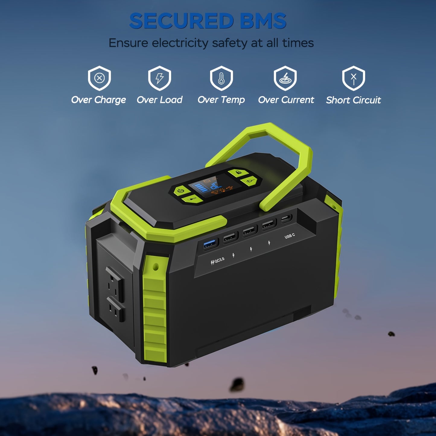 [Portable Power Station] Portable Power Station 222/150/88Wh | 40/30/21W Solar Panel, Camping Solar Generator, Laptop Charger, Power Bank with AC Outlet 110V, 4*USB, DC Ports, LED Flashlights for CPAP Home Camping Hurricane E