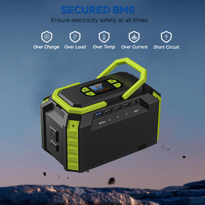 [Portable Power Station] Portable Power Station 222/150/88Wh | 40/30/21W Solar Panel, Camping Solar Generator, Laptop Charger, Power Bank with AC Outlet 110V, 4*USB, DC Ports, LED Flashlights for CPAP Home Camping Hurricane E