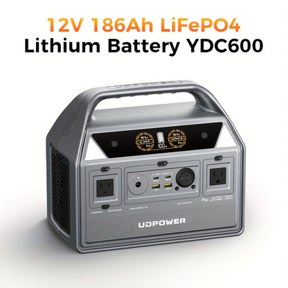 [Portable Power Station] Portable Power Station, 595Wh 600W(Surge 1200W) AC Output, LiFePO4(LFP) Battery, Solar Generator for Outdoor/Camping/Travel/RV, Emergency Power Backup(Grey)