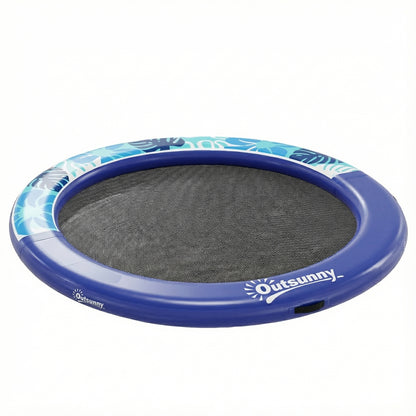 8FT Inflatable Water Hammock Floating Ring, Inflatable Floating Dock Platform for for Lakes, Pools, Oceans, Blue
