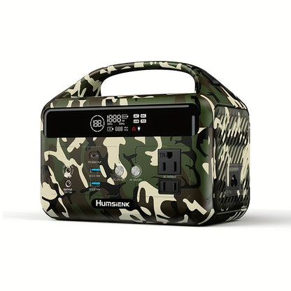 HumSienk 300W Portable Power Station - Fast Charging, 179.2Wh/56000mAh LiFePO4 Battery, 3 Input/6 Output Ports, 110V Pure Sine Wave, 2 AC Outlets, Solar Generator For Camping And Outdoor Activities.