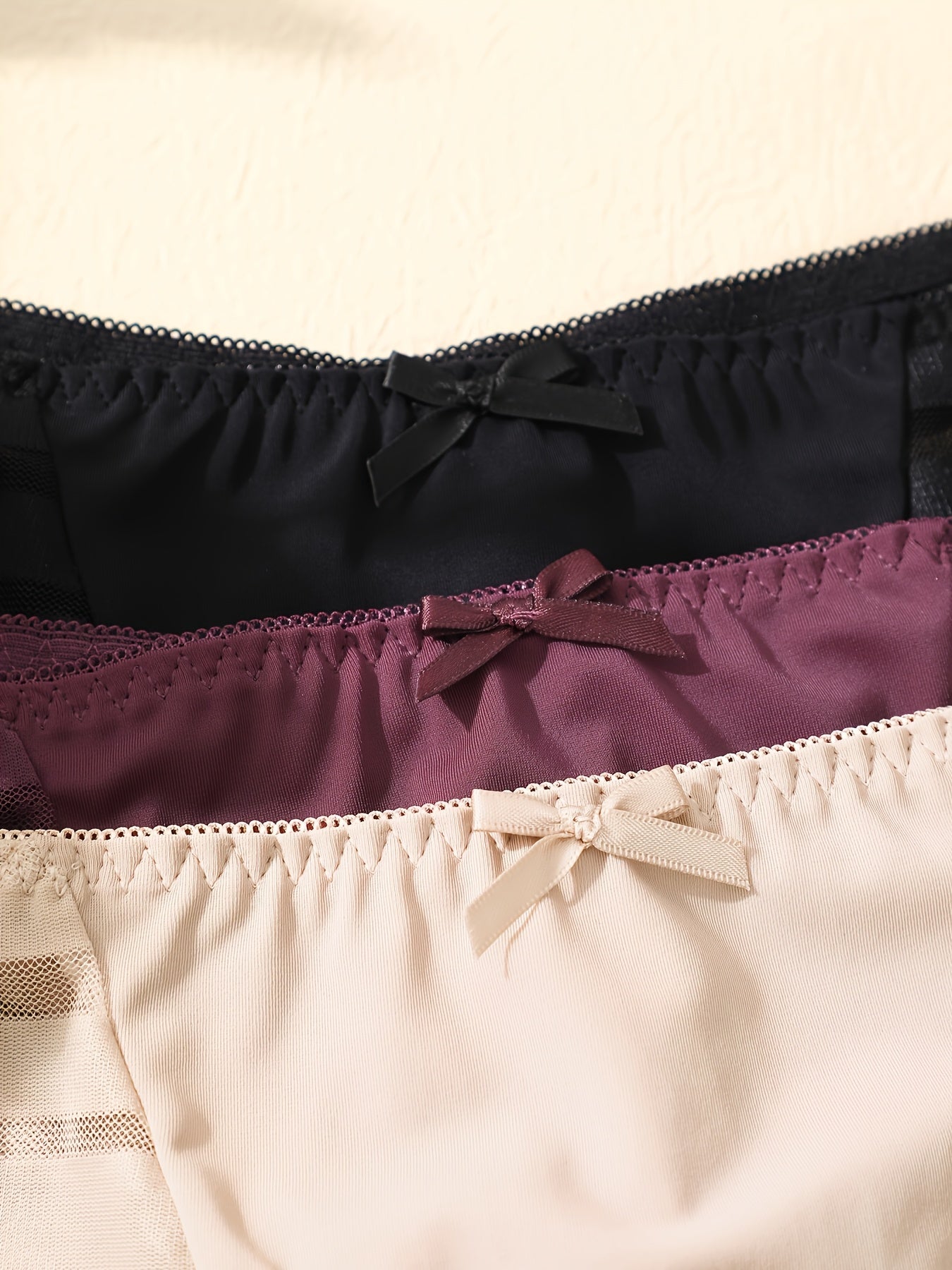 3pcs Mesh Stitching Thongs, Soft & Comfy Stretchy Intimates Panties, Women's Lingerie & Underwear