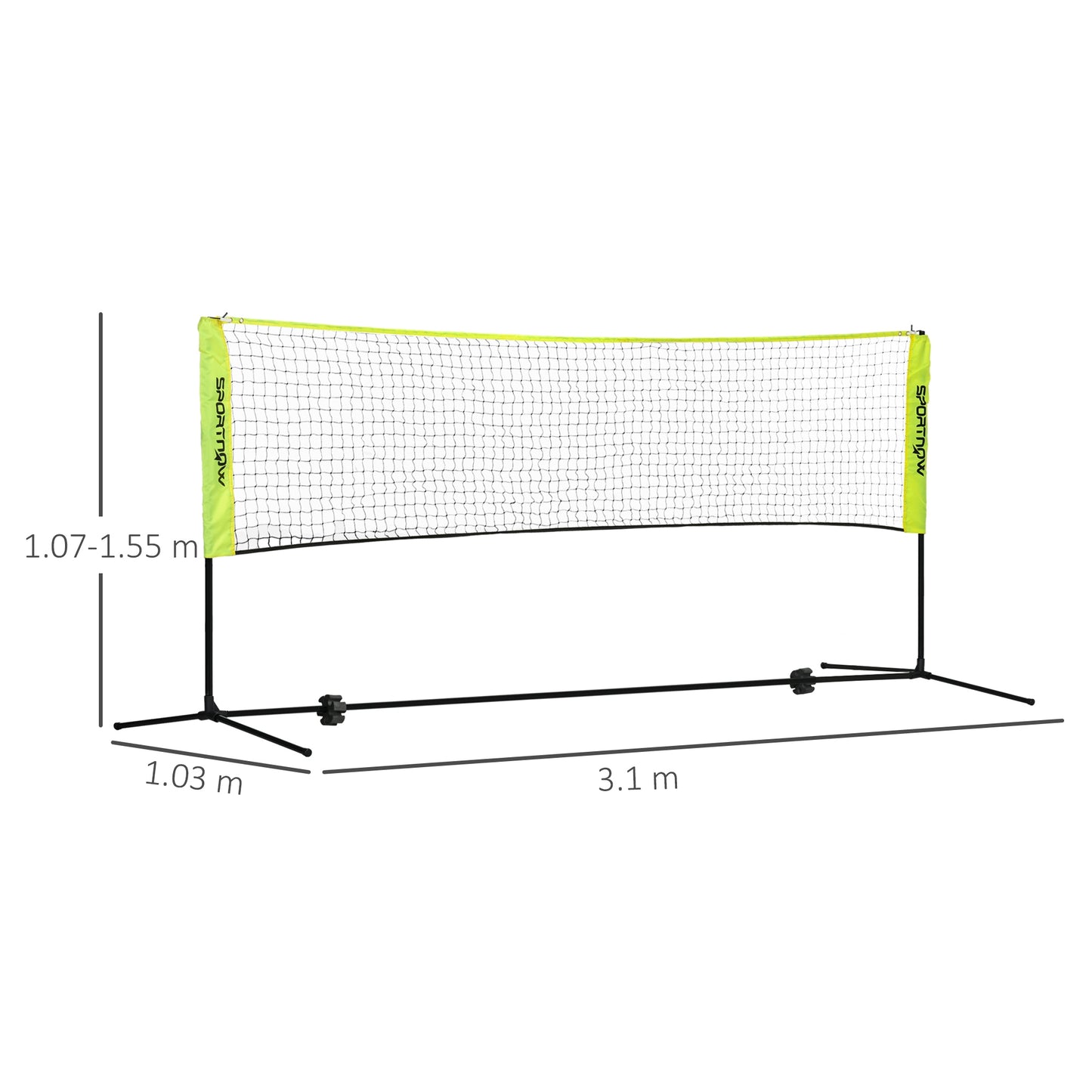 SPORTNOW 3m Badminton Net, Height Adjustable Outdoor Sports Net, With Carry Bag, For Tennis, Pickleball, Volleyball