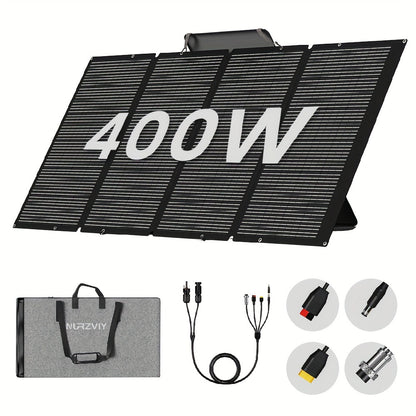 NURZVIY 400/200 Watts Foldable Solar Panel, Luggable & Durable, Portable 400W/200 Solar Charger Complete With Adjustable Stand Case, 40V For Outdoor Adventures RV Solar Generator, Without Battery
