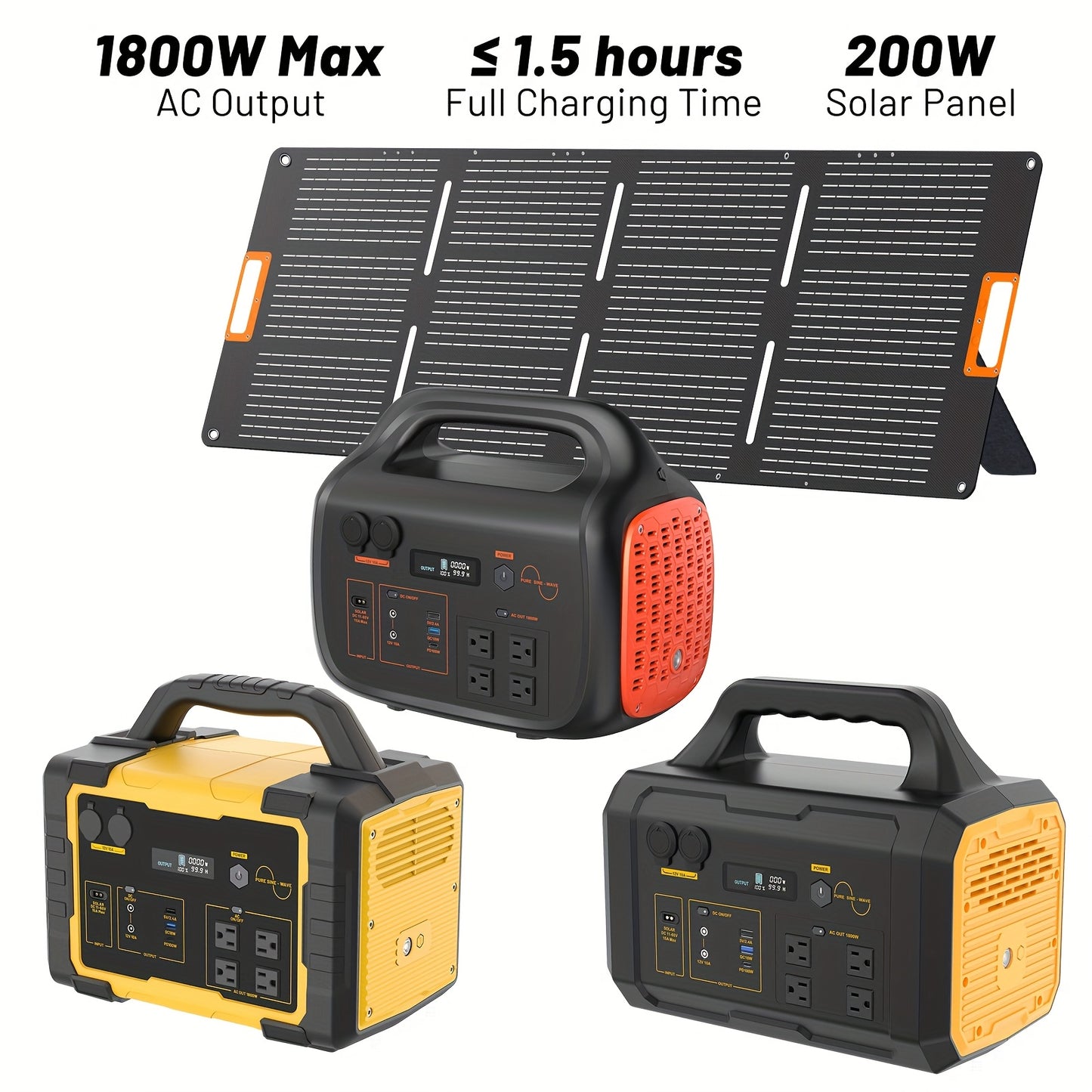 INNOVATIVE LIFE 1800W/1024Wh Portable Power Station With 200W Solar Panel, UPS Function, 1024Wh LiFePO4 Battery, UPS Function For Emergency, Power Bank For Camping Solar Generator, Pure Sine Wave, 1.2 Hour Fast Full Charge
