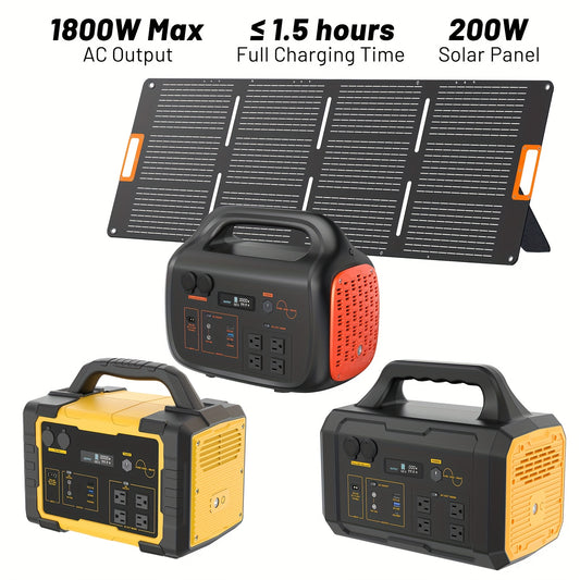 INNOVATIVE LIFE 1800W/1024Wh Portable Power Station With 200W Solar Panel, UPS Function, 1024Wh LiFePO4 Battery, UPS Function For Emergency, Power Bank For Camping Solar Generator, Pure Sine Wave, 1.2 Hour Fast Full Charge
