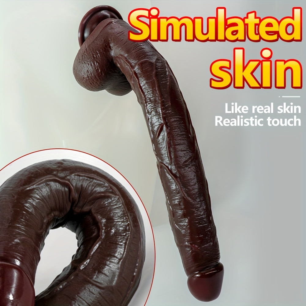 1pc Black Extra Long Dildo, Liquid Silicone Long Simulation Dildo, For Women Masturbation Dildo, Couple Sexy Adult Supplies Fake Penis