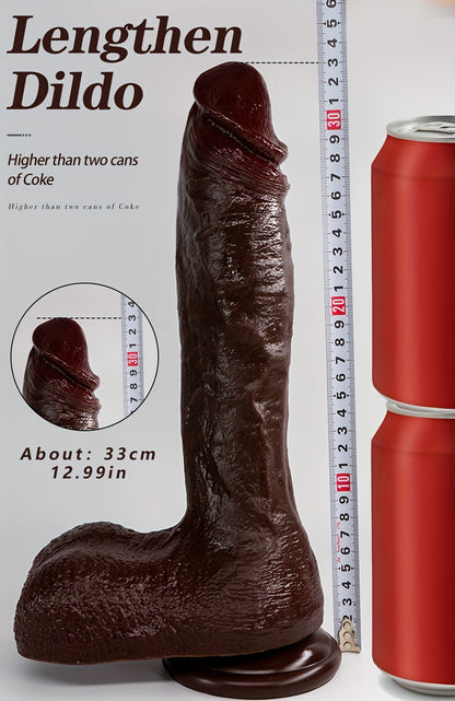 Multi-Size Black Liquid Silicone Female Dildo, Realistic Super Thick Male Cock, Soft Silicone Self-Pleasure Bar, Strong Suction Cup, Adult Sensual Toy, with No Battery Required for Men and Women