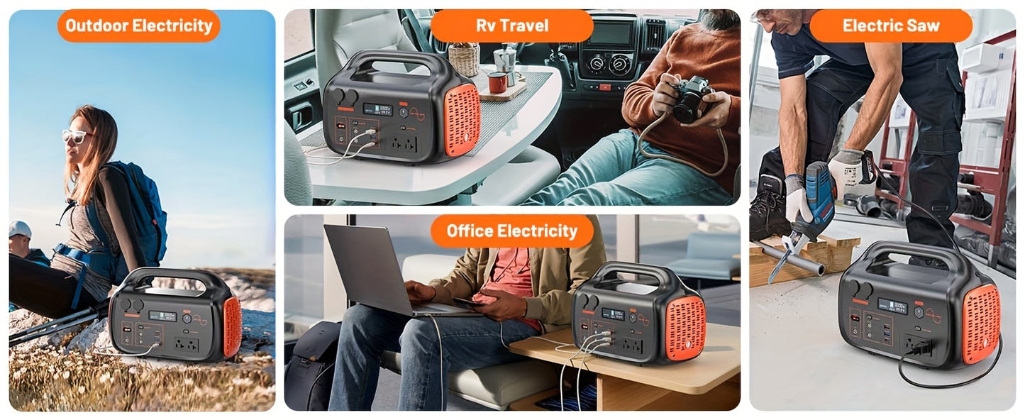 647Wh Solar Generator 600W with 200W Solar Panel - Portable Power Station, 120V Pure Sine Wave AC Outlet & 60W USB-C PD Fast, Lithium Battery Backup for Camping, RV, Home, Emergencies - Peak 1200W ()