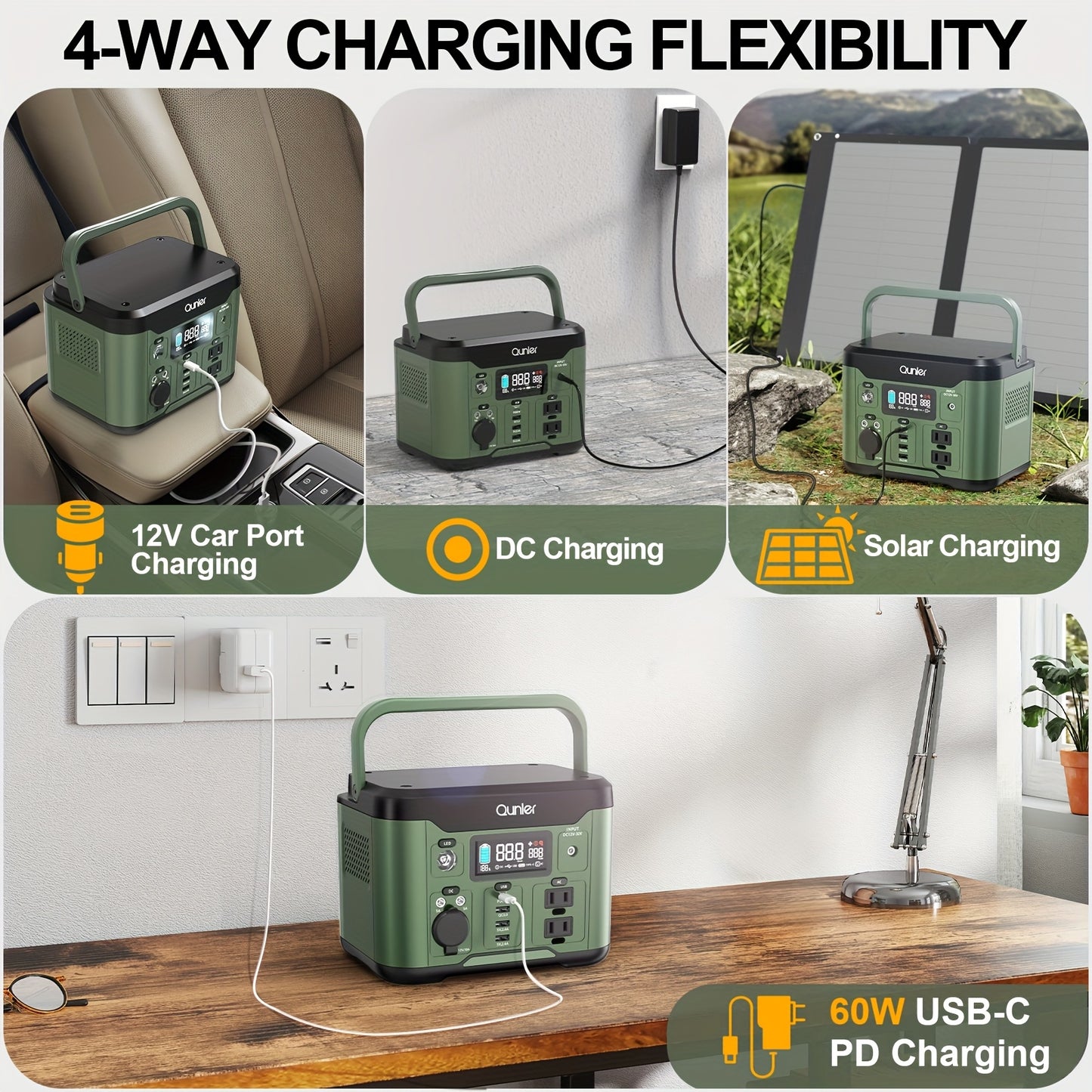 IFanze 300W Portable Power Station 296Wh 80000mAh Solar Generator with 60W PD Fast Charging, 9-Port Outlets, Digital Display & Lithium Battery for Home Backup, RV Camping, Emergency Power - Compatible with 60W/80W/100W Solar