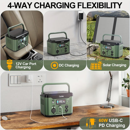 IFanze 300W Portable Power Station 296Wh 80000mAh Solar Generator with 60W PD Fast Charging, 9-Port Outlets, Digital Display & Lithium Battery for Home Backup, RV Camping, Emergency Power - Compatible with 60W/80W/100W Solar