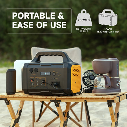Portable Power Station For Camping 1000W, 1075Wh LiFePO4 Battery-Powered Generator With 1000W AC Outlets, 100W PD, USB, 9 Output Ports, Solar Generator For Camping Gear, Survival Gear, Home Backup, Outdoor Adventures, And Eme