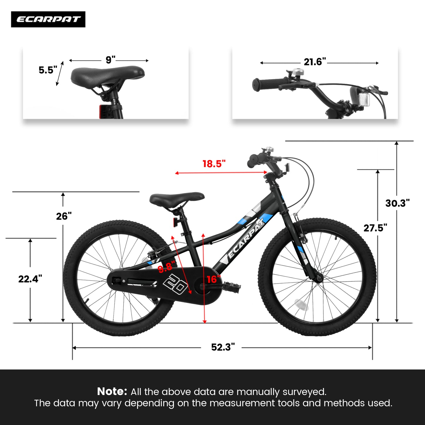 A20117 Kids' Bike 20 Inch Wheels, 1-Speed Boys Girls Child Bicycles For 4-7Years, Front V Brake, Rear Holding Brake